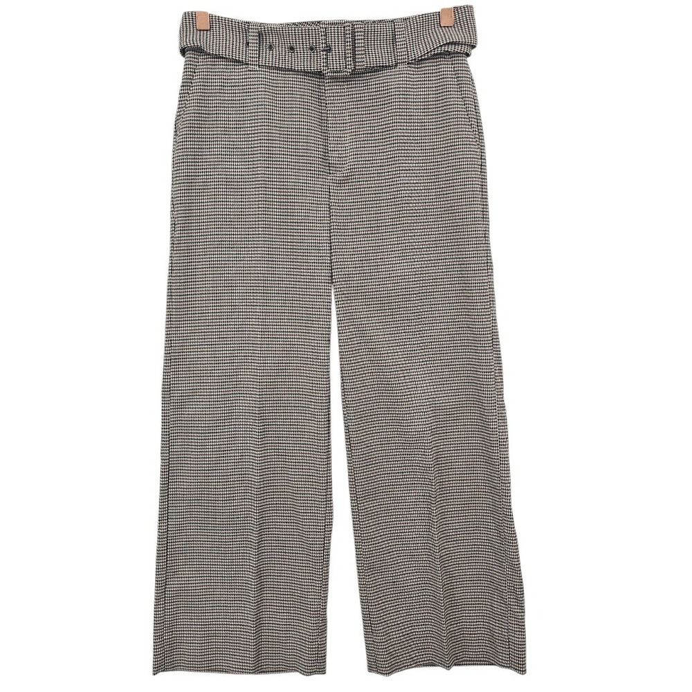 Banana Republic Womens 2 Houndstooth Wide Leg Belted Cropped Pants